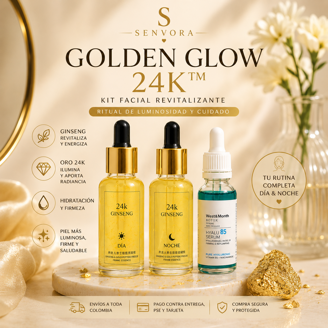 Golden Glow 24K™ | Kit Facial Revitalizante SENVORA
