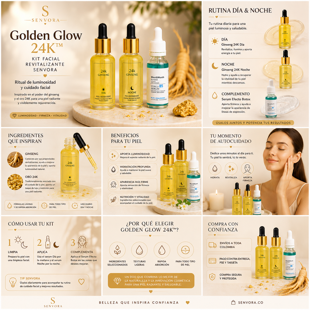 Golden Glow 24K™ | Kit Facial Revitalizante SENVORA